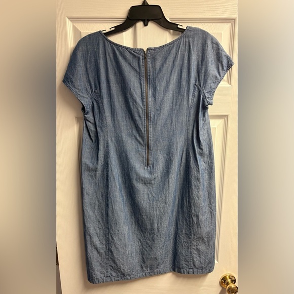 Eileen Fisher Chambray Cotton/Tencel Blend Dress W/ Zipper Closure Size Small - Picture 4 of 4